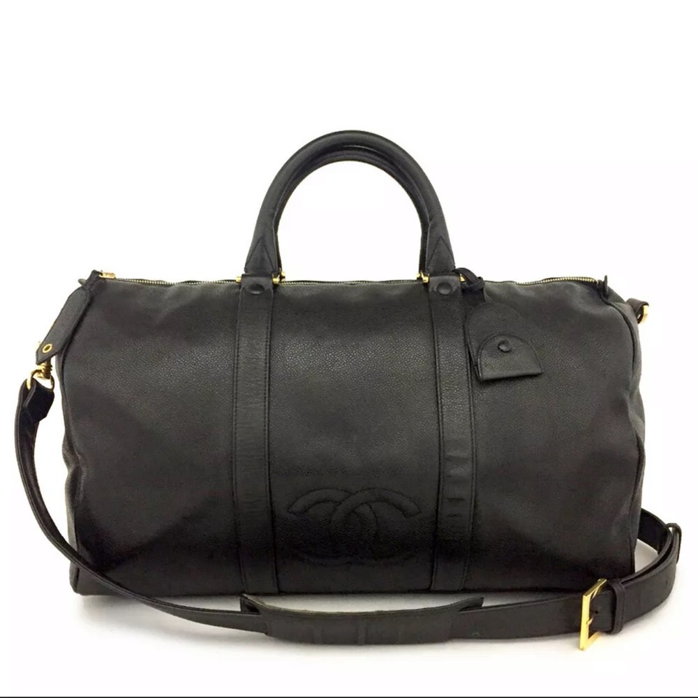 CHANEL Caviar Leather Luggage Travel Bag+ Strap